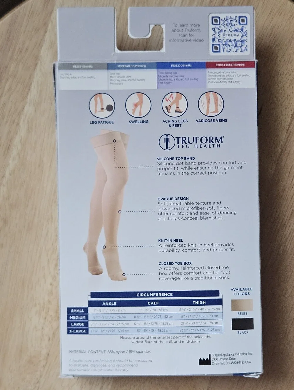 Truform Thigh High Firm Compression Stockings XL Beige